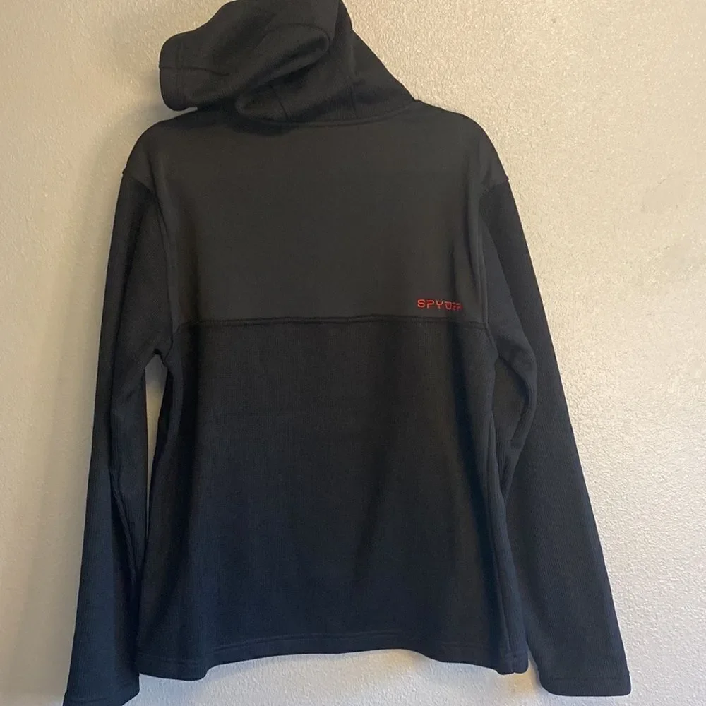 NWT- SPYDER- black mens 1/4 zip pullover hoodie- Size medium